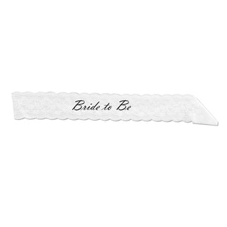 Beistle White"Bride To Be" Lace Sash - 1pc