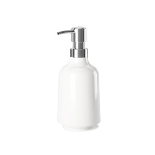 Step Soap Pump by Umbra, Liquid Soap Dispenser, Bathroom Accessories, White Soap Dispenser, Glossy White Finish