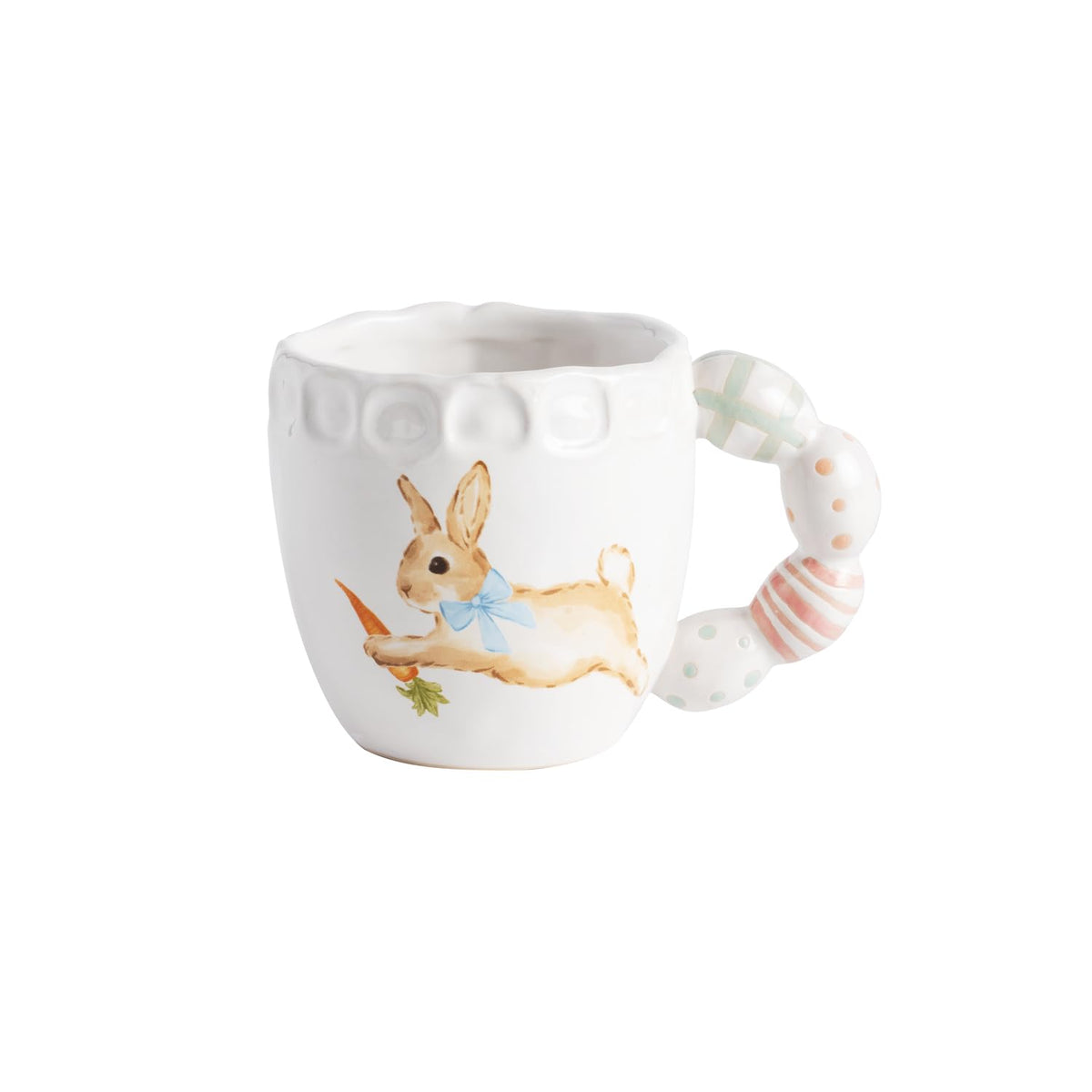 Mud Pie Drinking Cup, 15 Ounces, White with Easter Egg Handle
