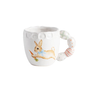 Mud Pie Drinking Cup, 15 Ounces, White with Easter Egg Handle