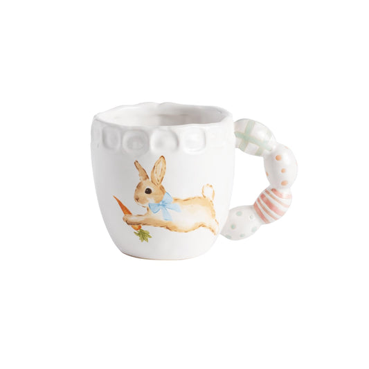Mud Pie Drinking Cup, 15 Ounces, White with Easter Egg Handle