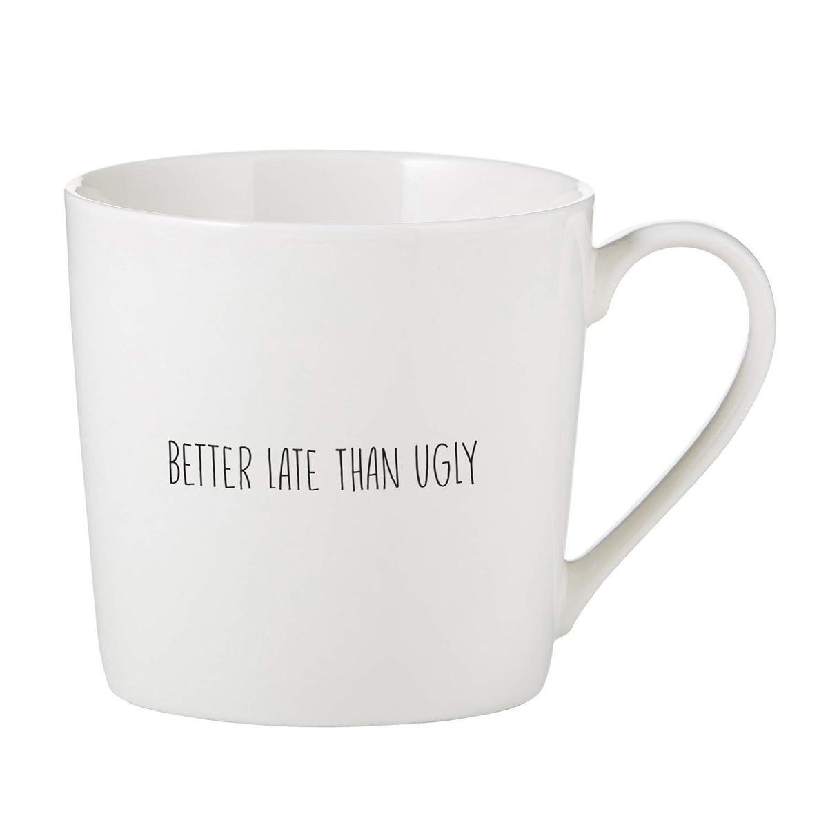 Creative Brands SB Design Studio B4390 Sips Bone China Cafe Mug/Coffee Cup, 14-Ounce, Better Late