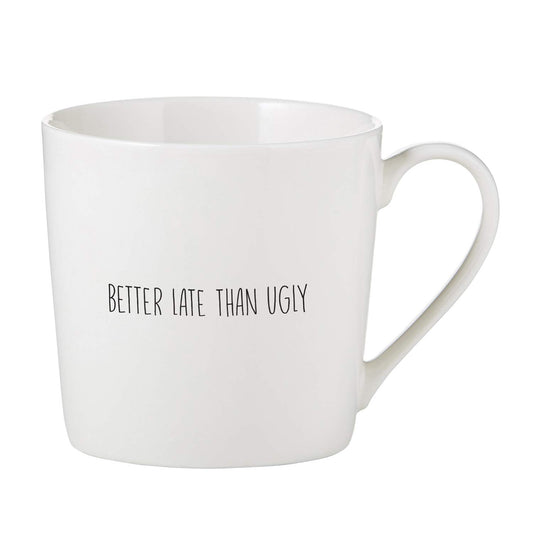 Creative Brands SB Design Studio B4390 Sips Bone China Cafe Mug/Coffee Cup, 14-Ounce, Better Late