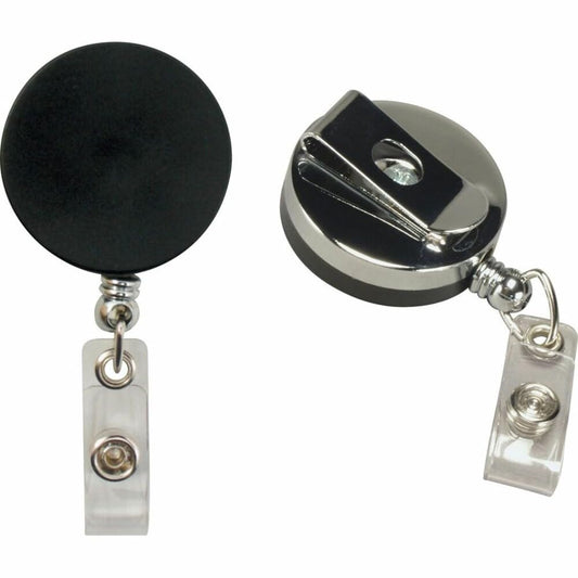Baumgartens ID Card Reel, Belt Clip, Extends up to 30", Black/Chrome (Sold Individually) BAU68814 Category: Name Badges and Badge Labels