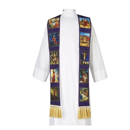 Christian Brands Purple Lenten Story Overlay Stole, 110 Inch