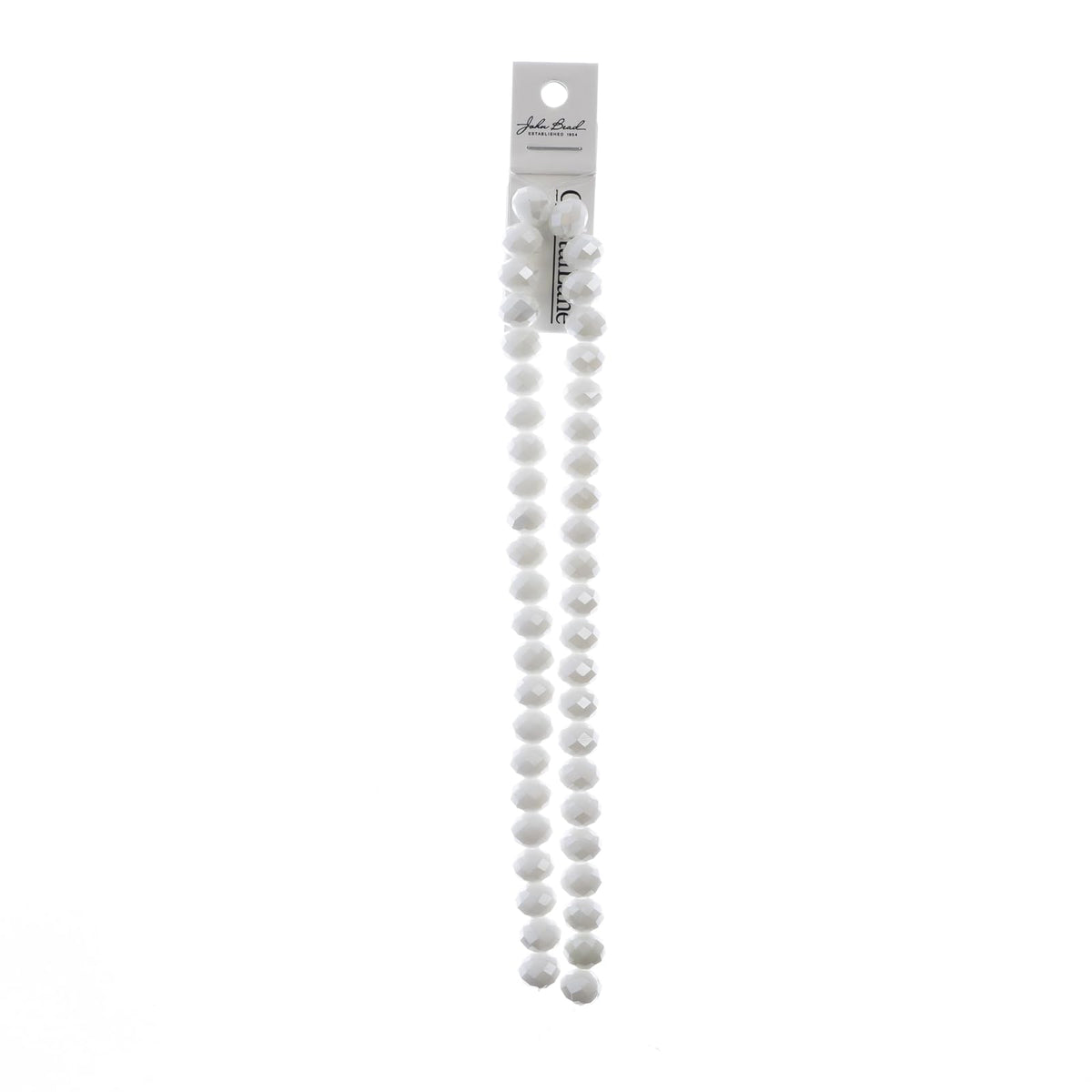 John Bead Craft Bead, 8mm x 10mm, Opaque White AB