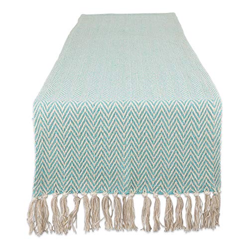 DII Woven Basic Tabletop Collection Chevron Table Runner, 15x72, Aqua