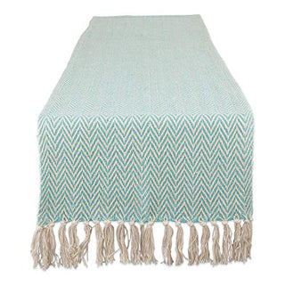 DII Woven Basic Tabletop Collection Chevron Table Runner, 15x72, Aqua
