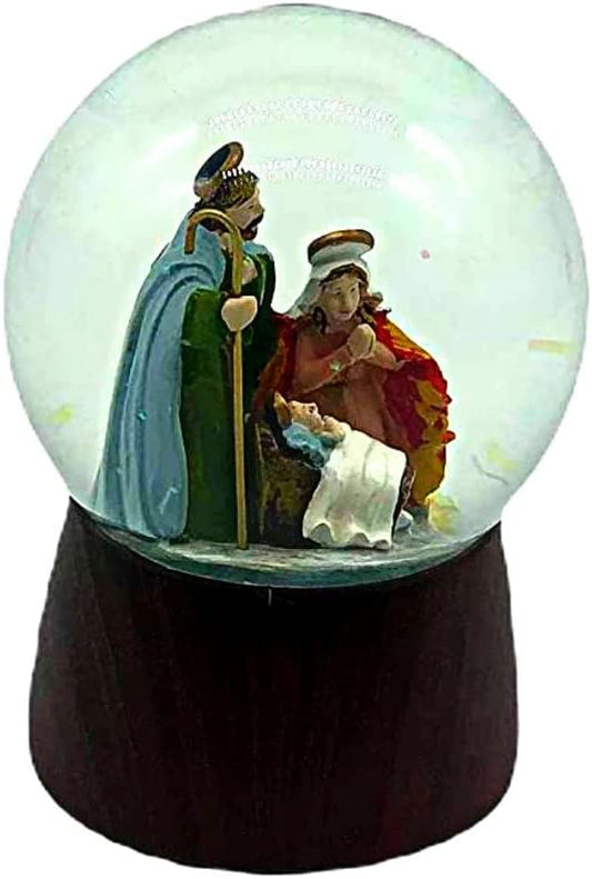 Comfy Hour Faith and Hope Collection Religious Holy Family Nativity Scene Snow Globe, Waterglobe Holiday Decoration, Ceramic