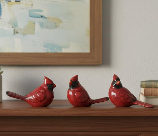 Comfy Hour Winter Holiday Home Collection Standing Cardinals Figurine Set of 3, Ideal Christmas Decoration, Polyresin