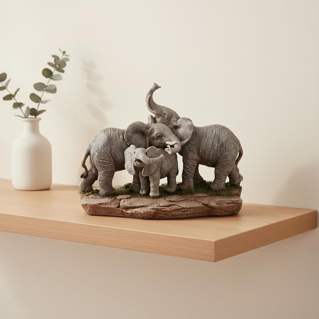 Comfy Hour 9.2 Inch Elephant Statue, Family Decor, Set of 1