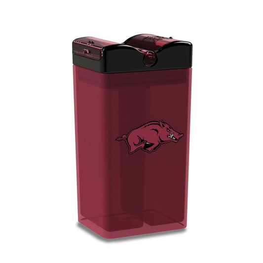 FUNTOPS Reusable Snack in the Box Container | Officially Licensed NCAA Snack Container | BPA Free | Dishwasher Safe | Big Red Mascot | 12 oz Container 2x Compartment - University of Arkansas