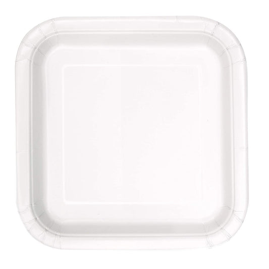 Unique Industries White 31052 Square Paper Plates, 14ct, 9" x 9"