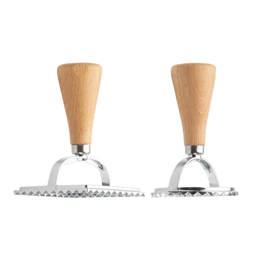 Tablecraft 11087 Round and Square Ravioli Stamps, Set of 2, 3.75-inch Height, Wood