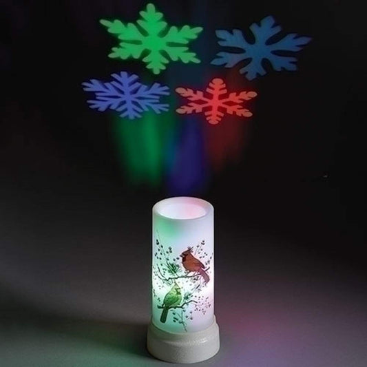 Roman Cardinal on Branch Design LED Candle Snowflake Projector, 6 1/2 Inch