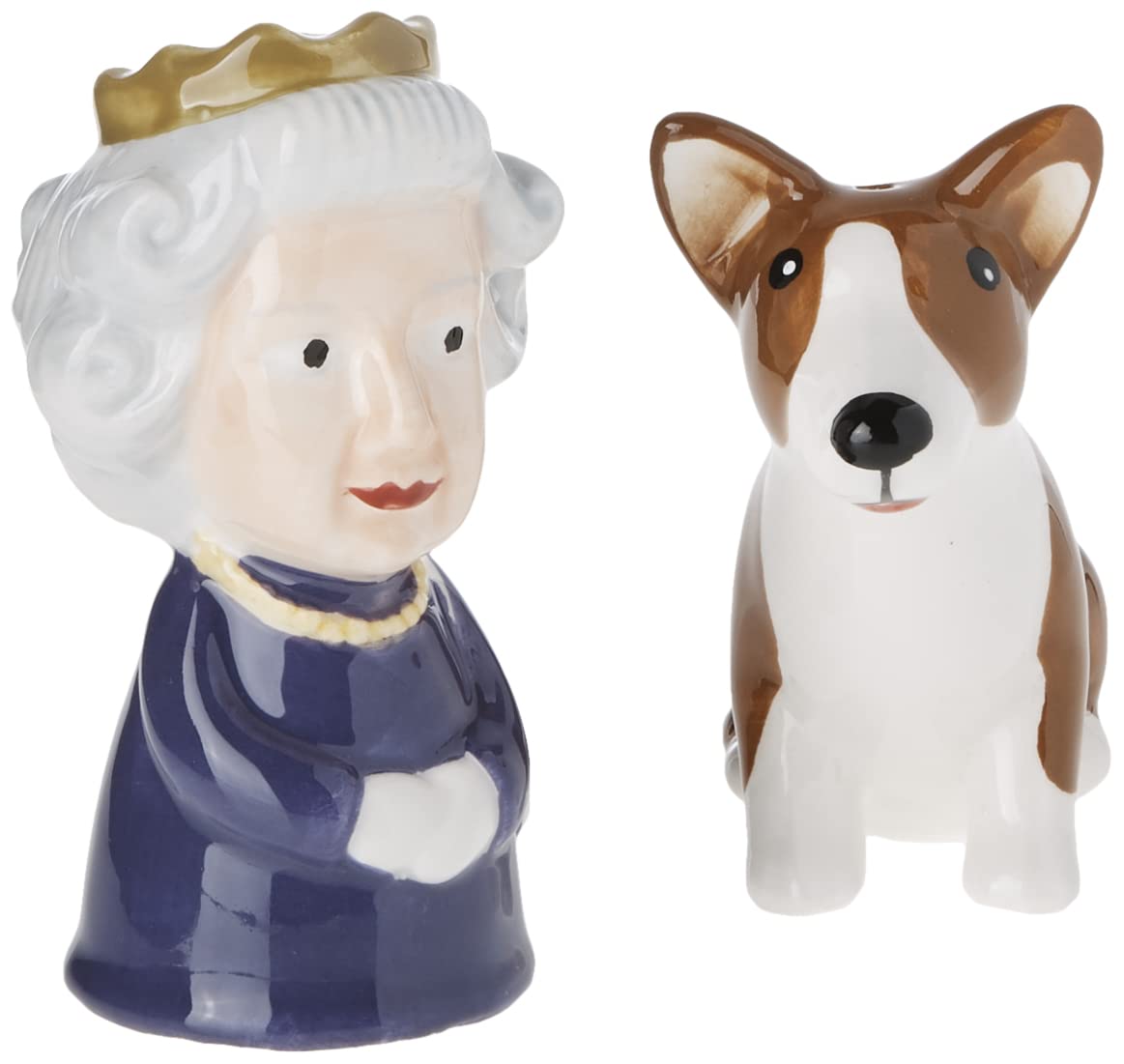 Abbott Collection Food Shaker, 3.5"H, Queen & Corgi Salt & Pepper