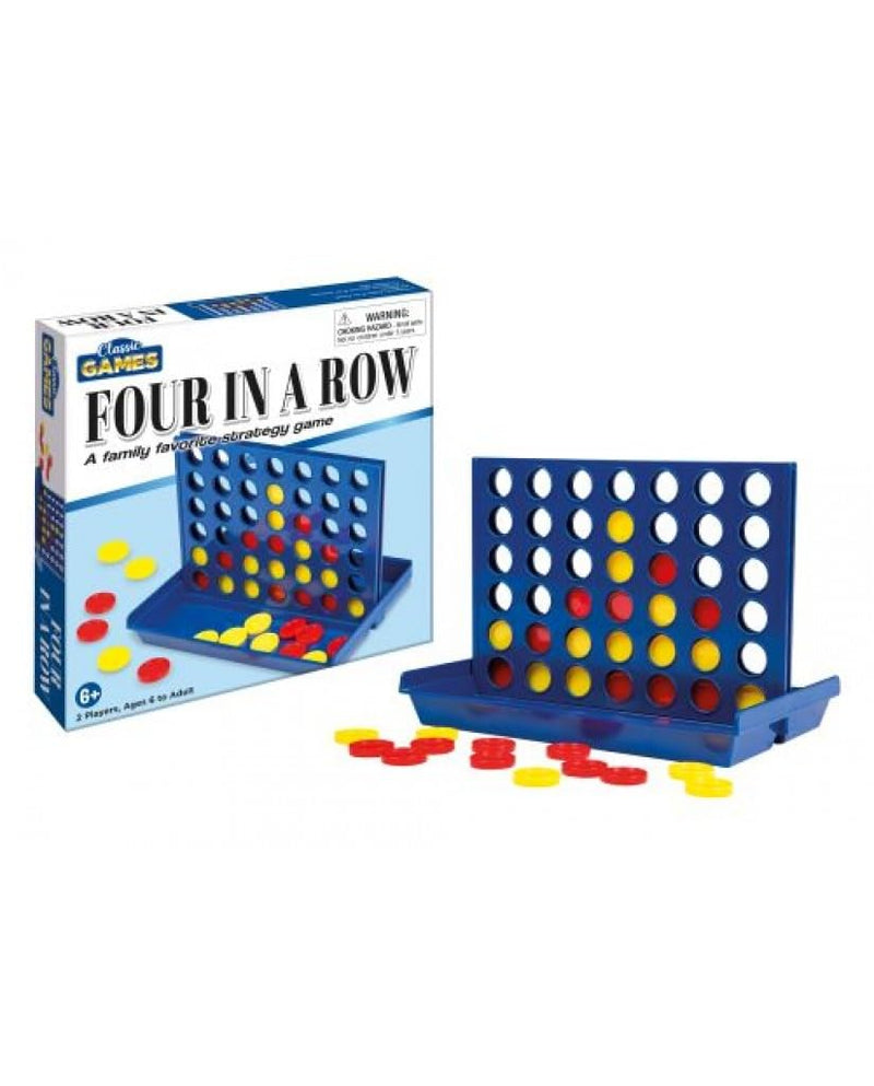 Playmaker Toys Four in a Row Classic Connect Four Game in a Compact Box, 8-inch Square, Interactive Toy