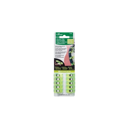 CLOVER 3180 10-Piece Wonder Clips, Neon Green