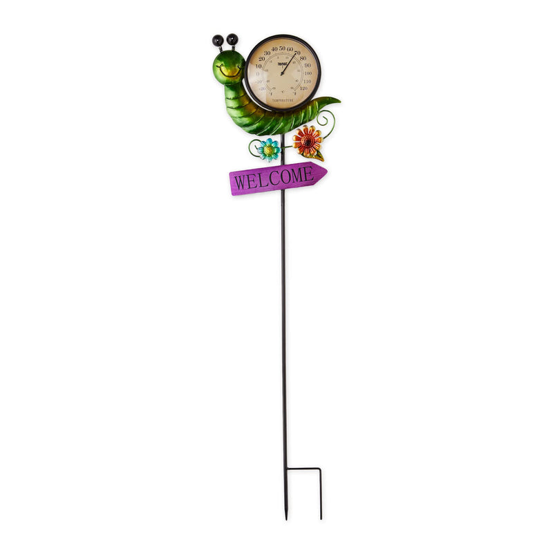 Accent Plus Outdoor Decorative Weather Thermometer Garden Stake, 11.75x39.75, Snail