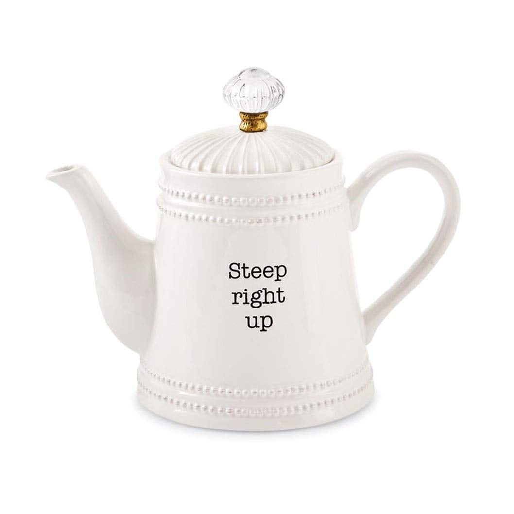Mud Pie Teapot, 10 1/2" x 7 1/2", White