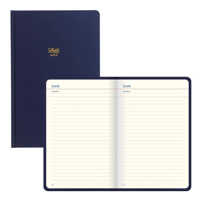 Letts Icon Book Travel Journal, Cream Paper, 192 Pages, 7.625 x 5 x 0.75 Inches, Navy (B090155)