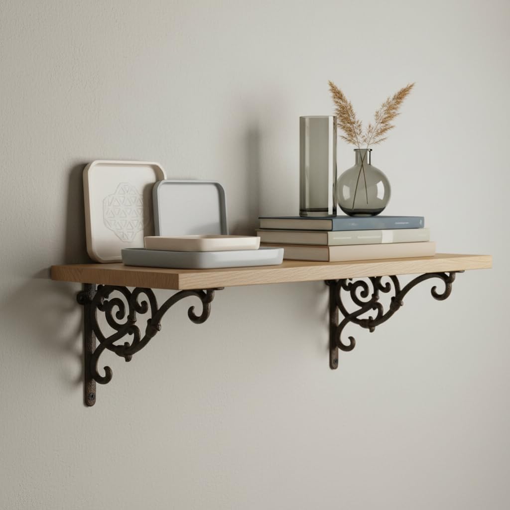 Comfy Hour Antique and Vintage Collection Cast Iron Outdoor Garden Wall Mount Bracket Plant Hanger, Set of 2