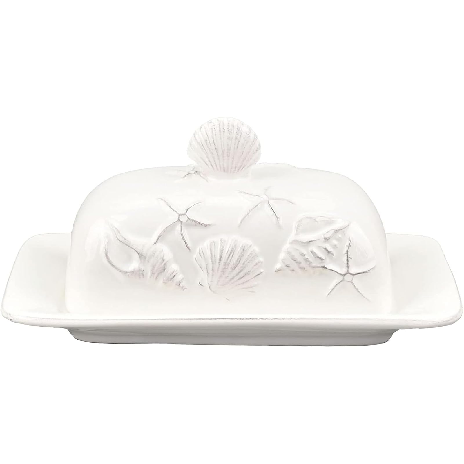 Blue Sky Clayworks 20758 Laguna Coastal Butter Dish, White
