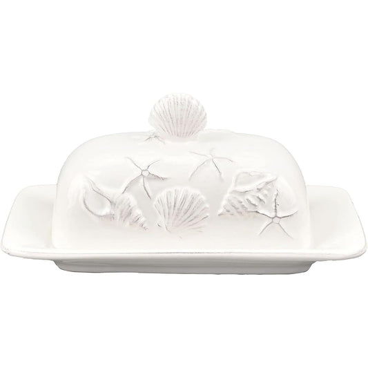 Blue Sky Clayworks 20758 Laguna Coastal Butter Dish, White