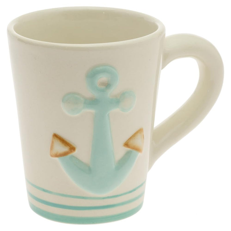 Boston International Coffee Mug Ceramic Tea Cup, 10 Ounces, Lagoon Life Anchor