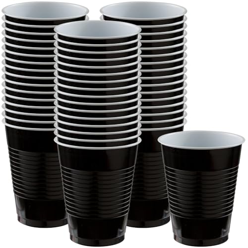 Disposable Double Stack Plastic Cups - 18 oz. | Black | 50 Pcs.