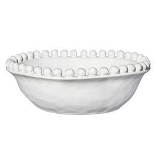 Santa Barbara Design Studio Serving Bowls Beaded Artisan Ceramic Bowl, 8" Diameter, White