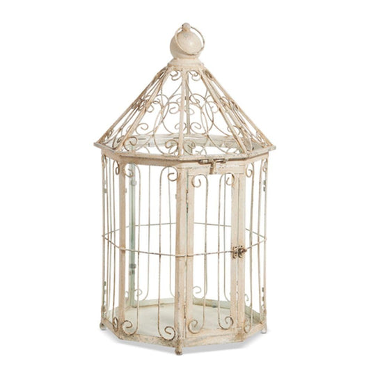 Raz Imports 2024 The English Manor 23" Distressed Cream Octagonal Birdcage