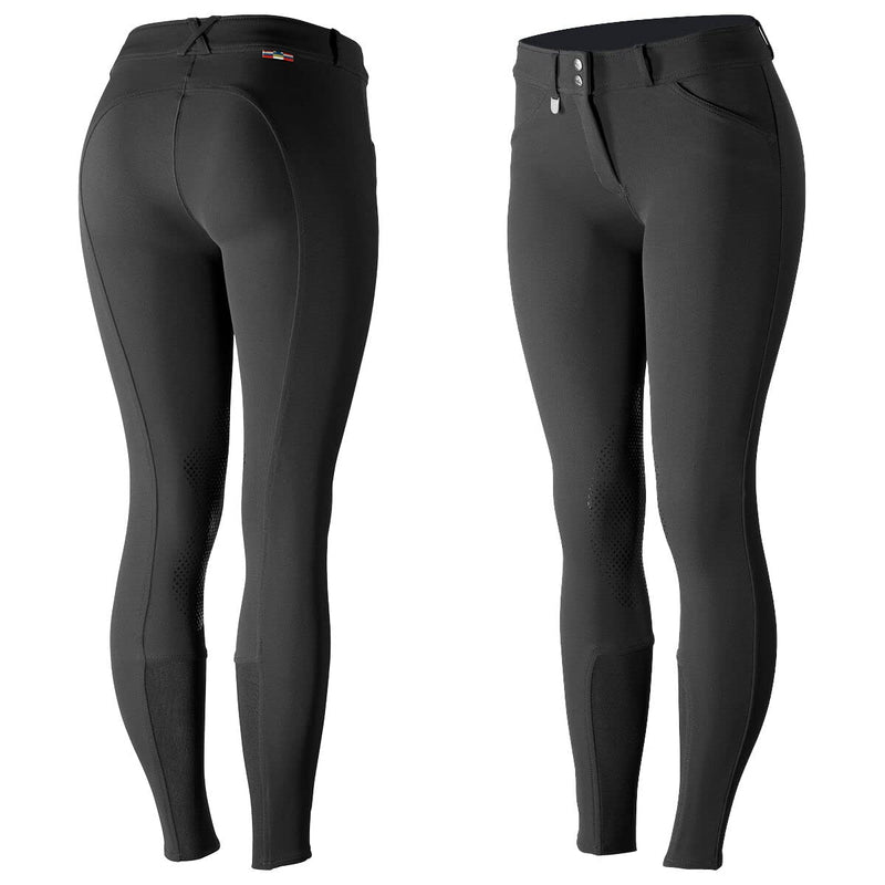 Horze Womens Grand Prix Silicone Knee Patch Breeches - Black - 24