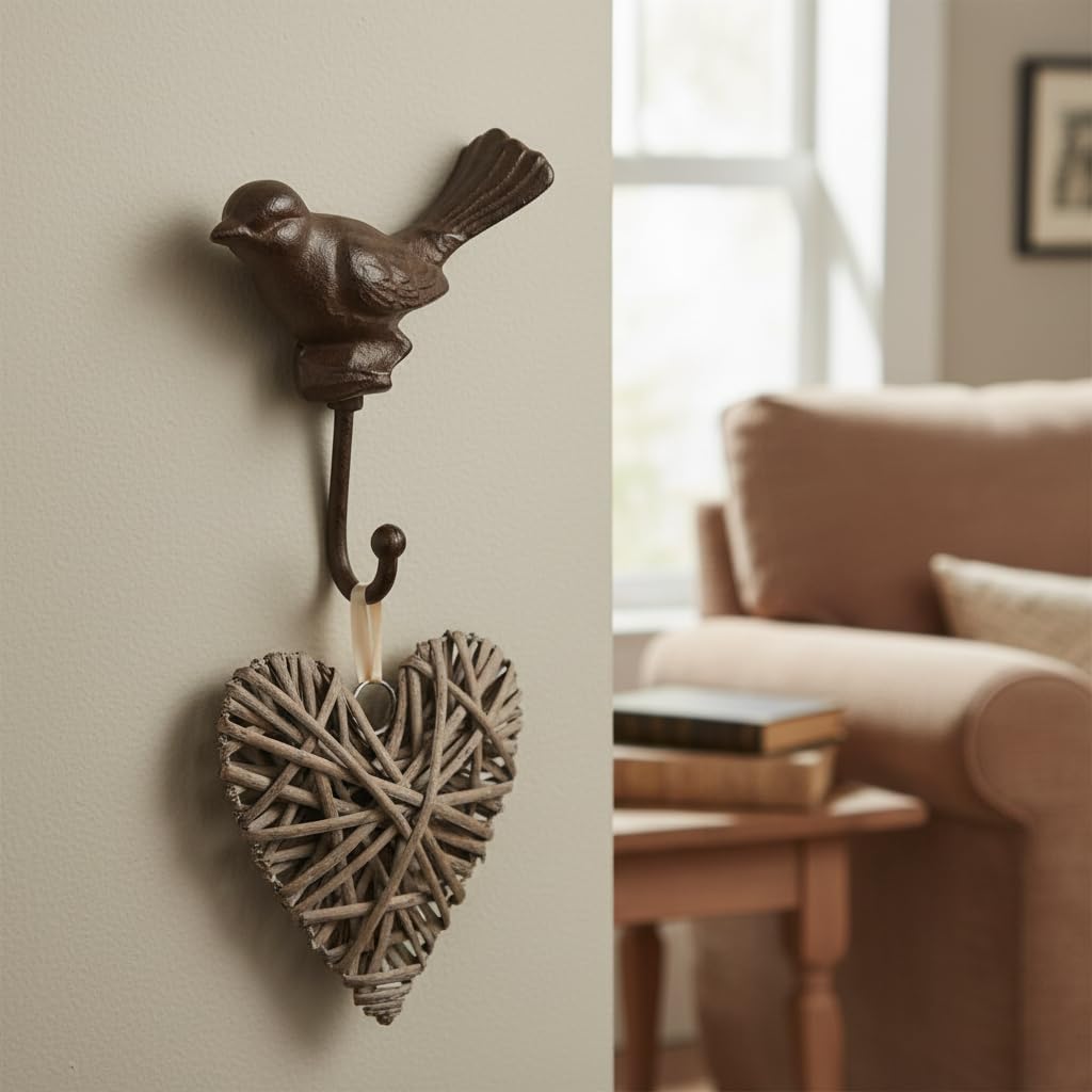 Comfy Hour 5 Inch Bird Wall Hook, Vintage Sparrow Hanger, 1 Pack