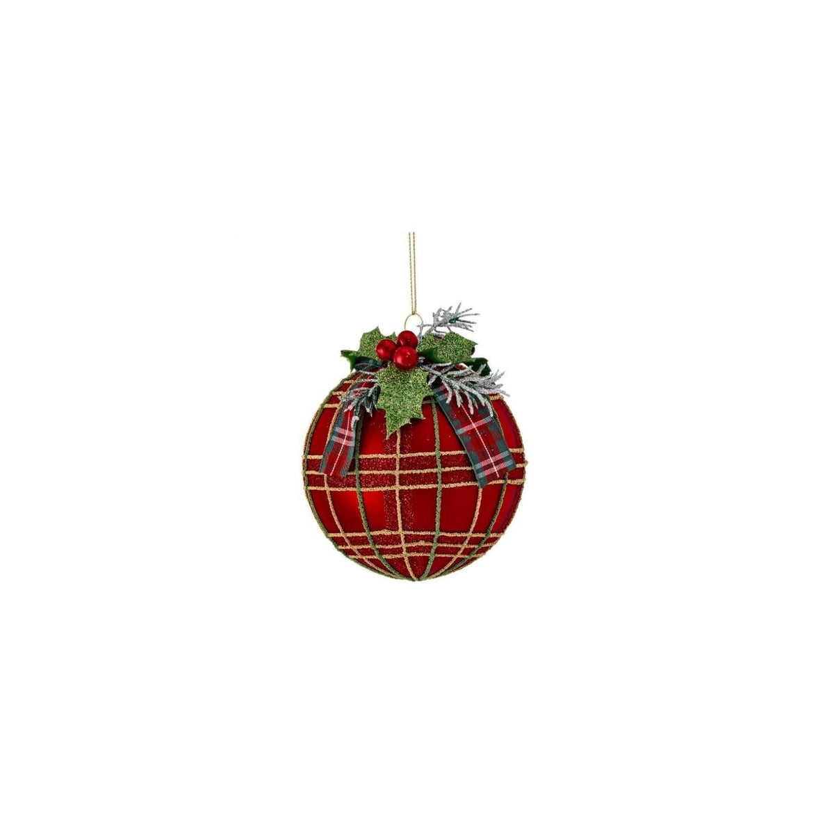 Regency International Hanging Ornament, 4-inches, Holiday Red/Green/Gold