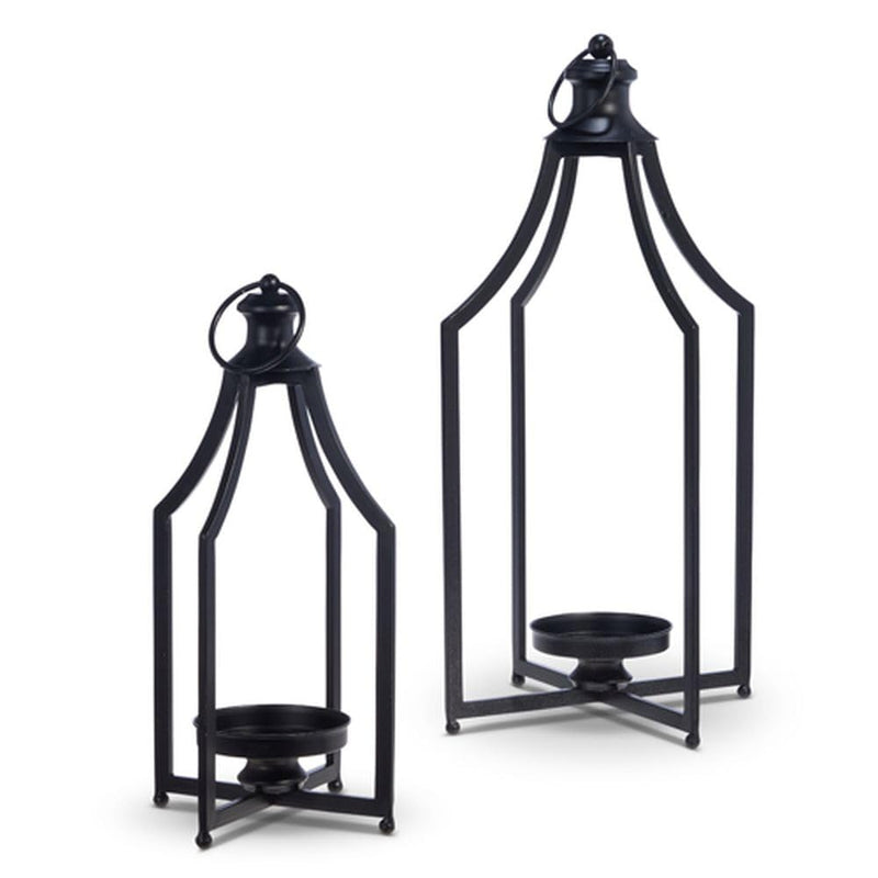 Raz Imports 2024 Sweet Magnolia 20.5" Distressed Black Candle Holder Lanterns,2 Set