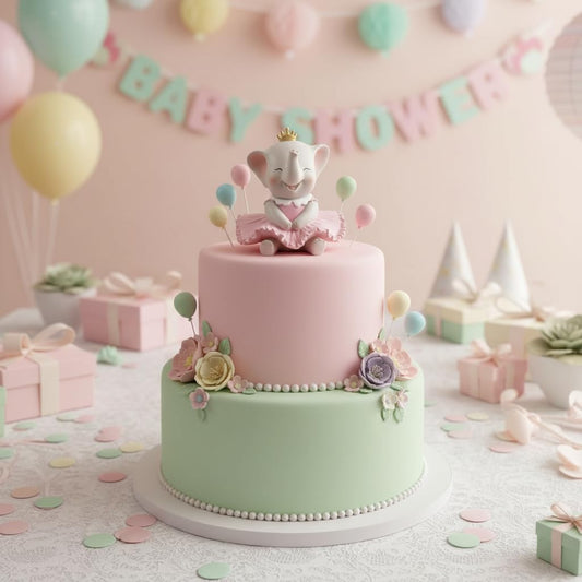 Comfy Hour 3.4 Inch Elephant Cake Topper Girl Figurine, Pink Ballerina