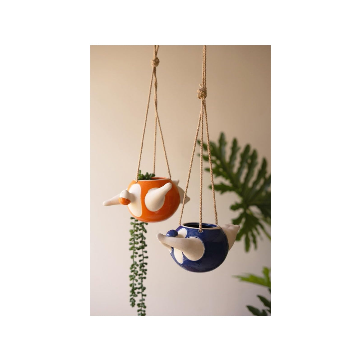 Kalalou Planter, 9" x 4.75" x 4.5", Blue and Orange