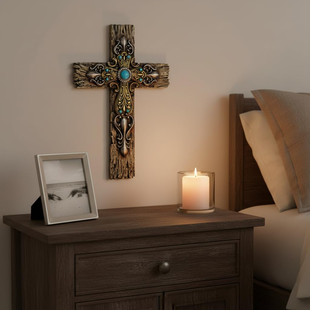 Comfy Hour 12 Inch Wall Cross for Home Decor, Rustic Religious Decor