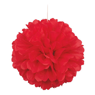 Unique Industries, Tissue Paper Pom Pom Decor, 16 Inches, Party Supplies - Red