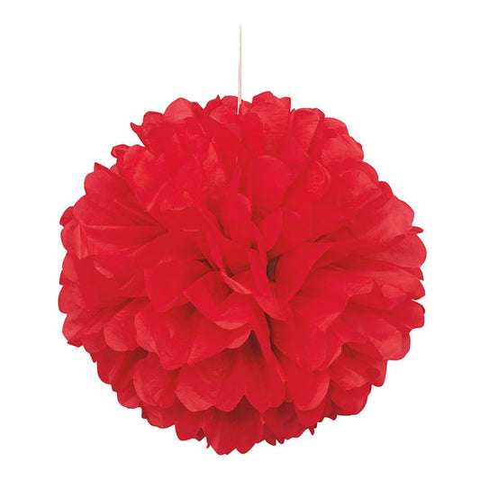 Unique Industries, Tissue Paper Pom Pom Decor, 16 Inches, Party Supplies - Red