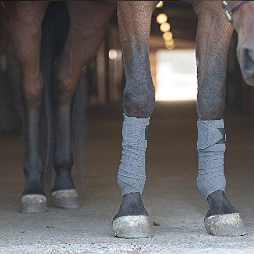 BENEFAB Therapeutic Polo Wraps | Set of 4 | Far-Infrared Technology Keeps Muscles Supple, Prevents Injuries, Promotes Blood Flow, Reduces Pain & Stiffness | Grey | (Horse)