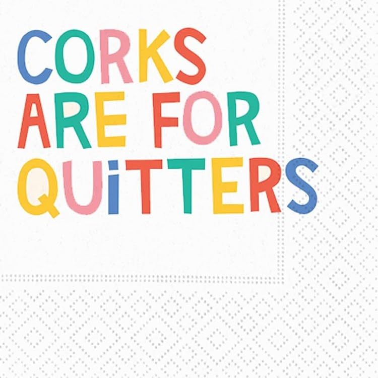 DESIGN DESIGN Corks Are For Quitters Beverage Napkin, Party Supplies