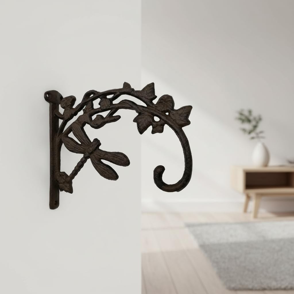 Comfy Hour Cast Iron Wall Mount Dragonfly Bracket Plant Hanger