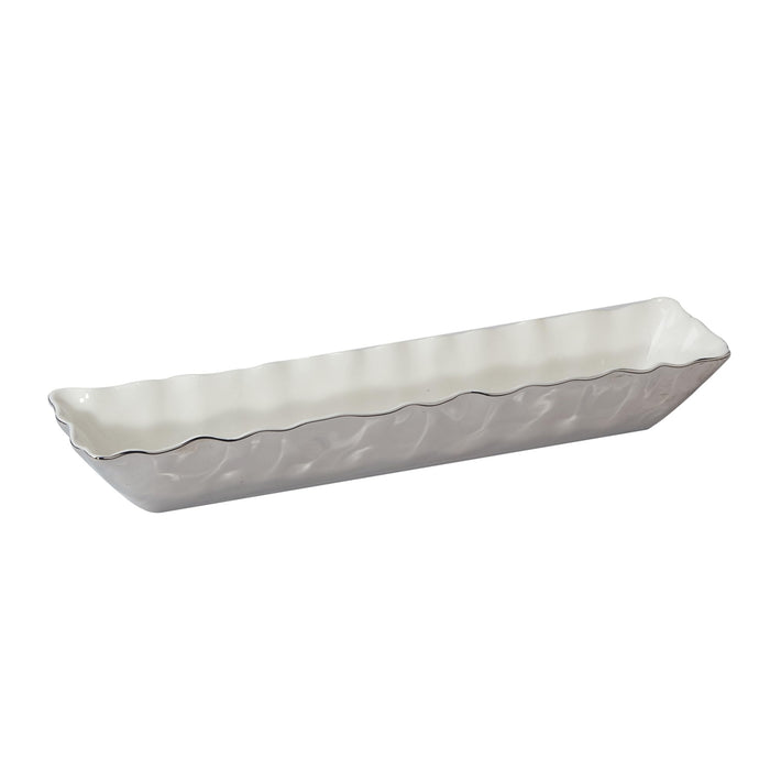 Certified International Cracker Tray, 13-inch Length, SIlver Coast, For Everyday Use, Kitchen Accessories, Party Celebration