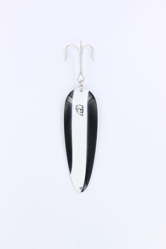 Eppinger Dardevle Spoon, 3 5/8", 1 oz, Black/White Stripe, Nickel Back