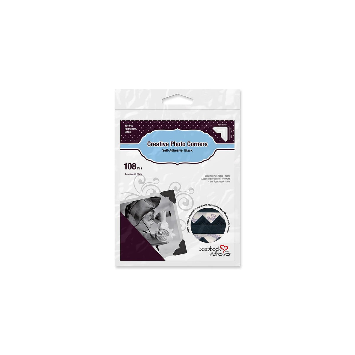 Scrapbook Adhesives Sticker Decal, 12" by 12", Black
