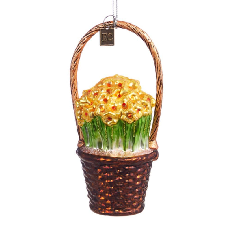 Raz Imports 2024 Easter 5.5" Basket of Paperwhites Ornament, Yellow