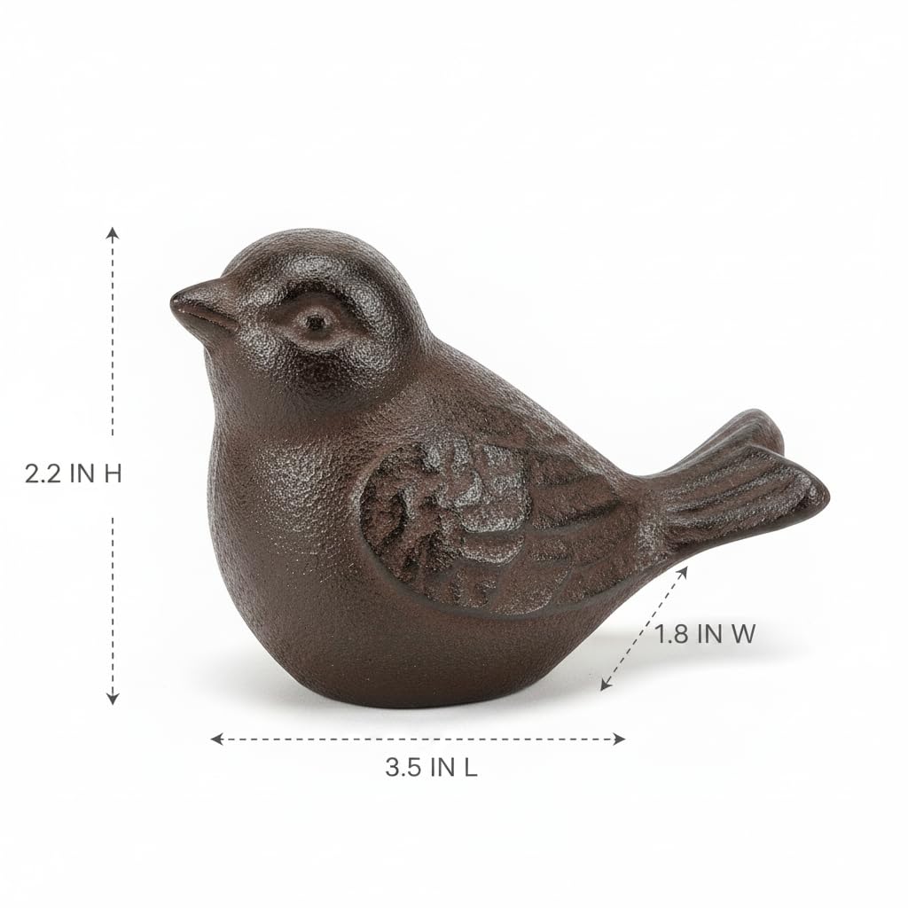Comfy Hour Antique & Vintage Interior Decor Collection, Animal Edition Cast Iron 8" Bird Figurine, Antique Brown, Indoor Outdoor Garden Decor