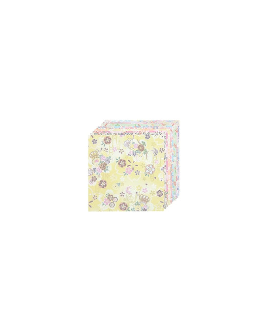 Yasutomo Origami Paper- Pastel Yuzen Patterns Pack of Ten 5-7/8 Inch Sheets